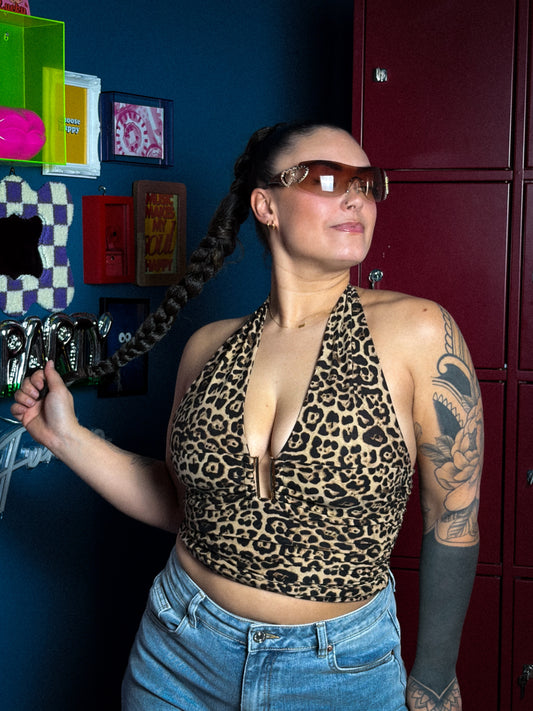 Leopard haltertop