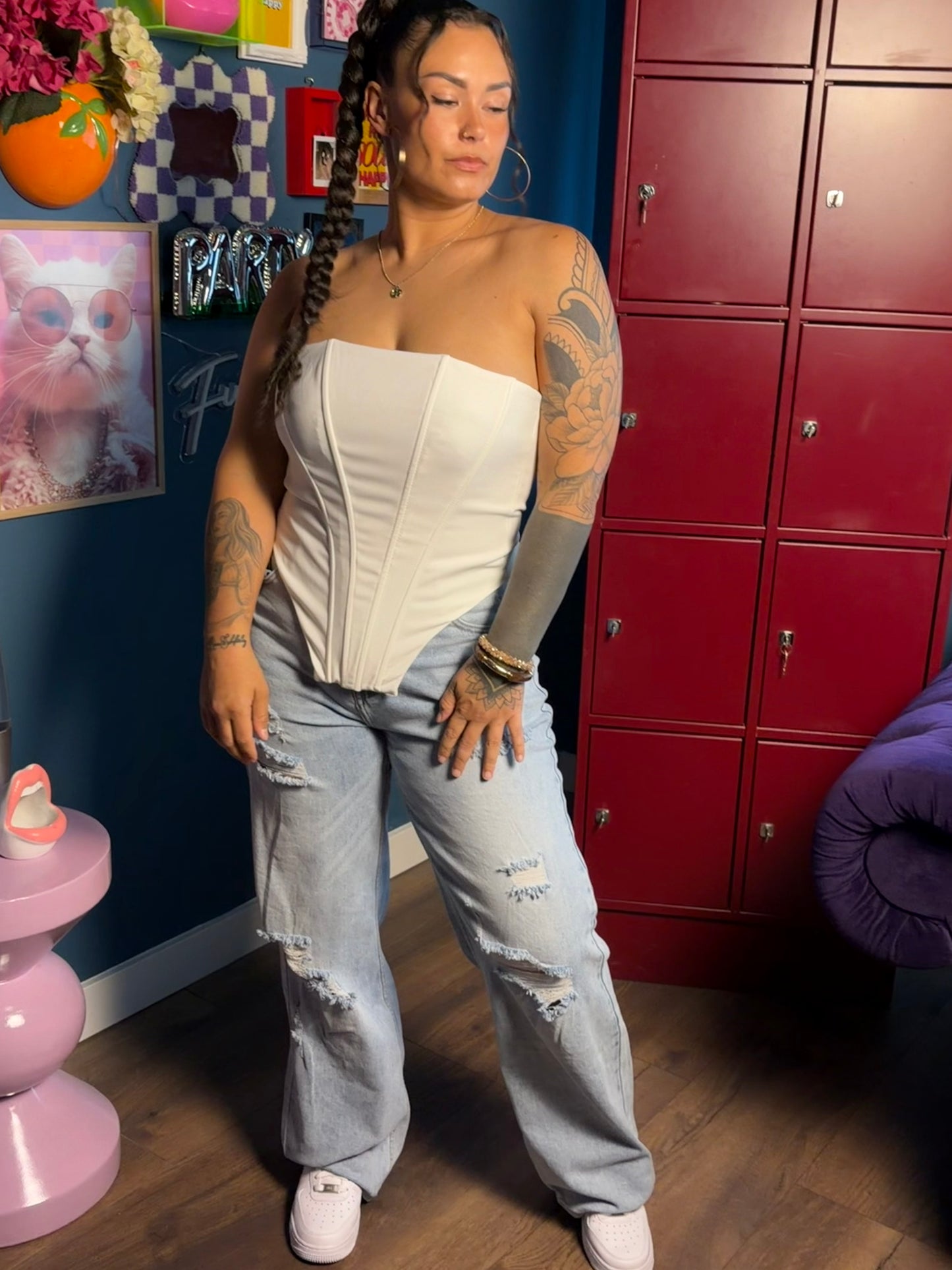 Downtown distressed wide leg