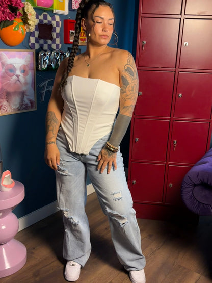 Downtown distressed wide leg