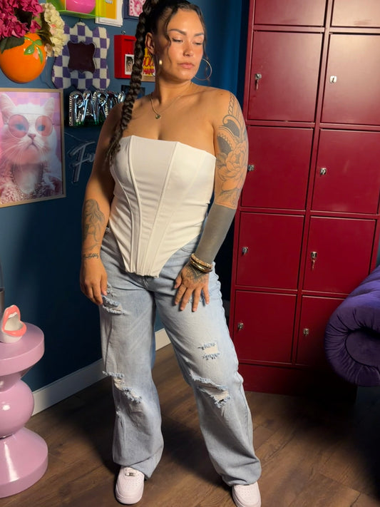 Downtown distressed wide leg