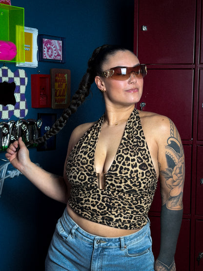 Leopard haltertop