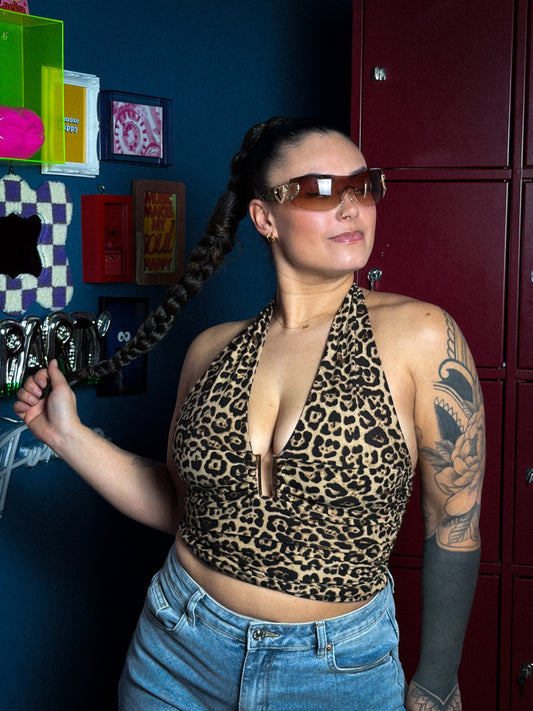 Leopard haltertop