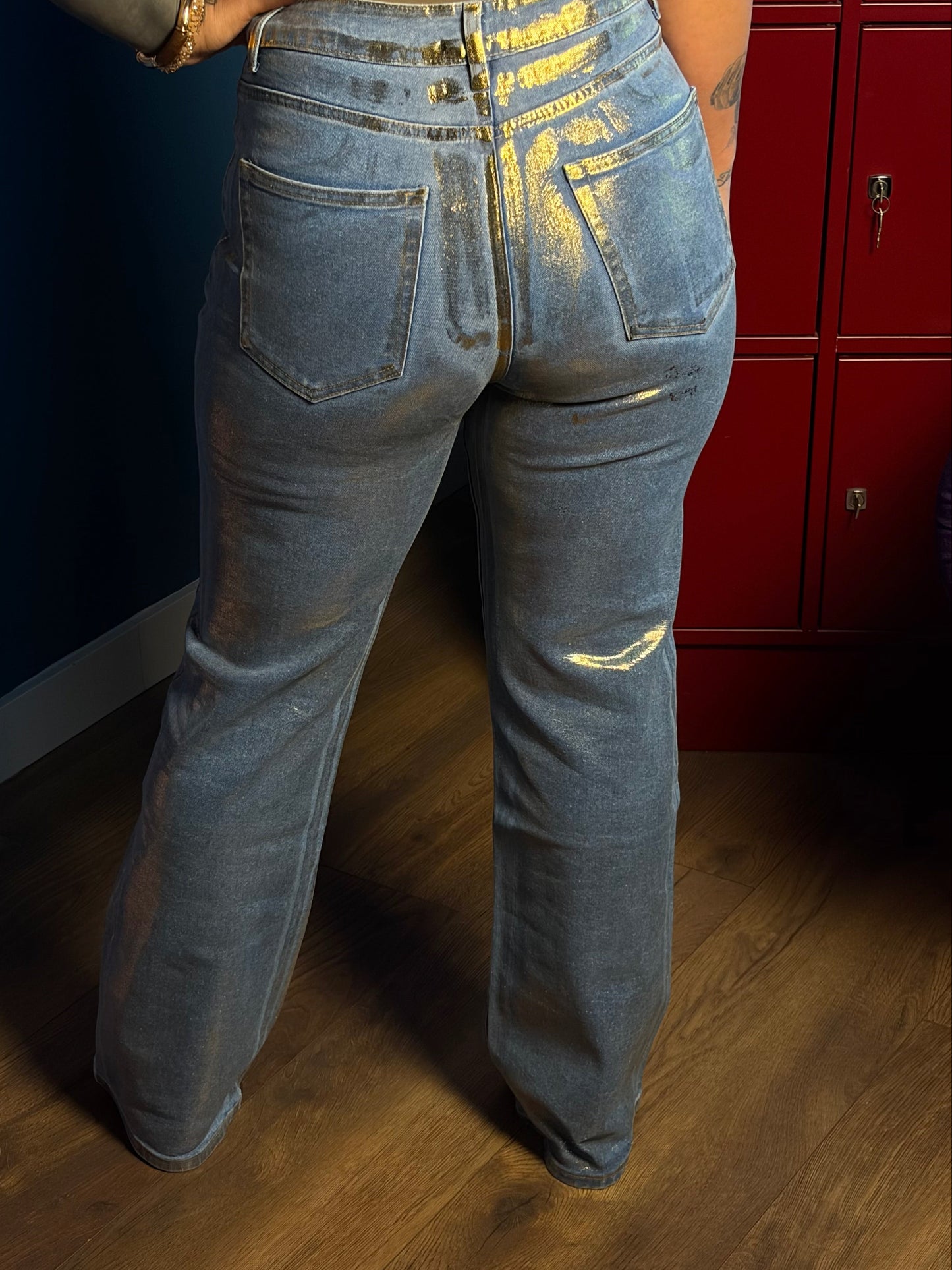 Frosted denim straight leg