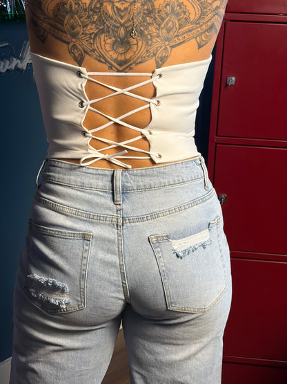 Downtown distressed wide leg