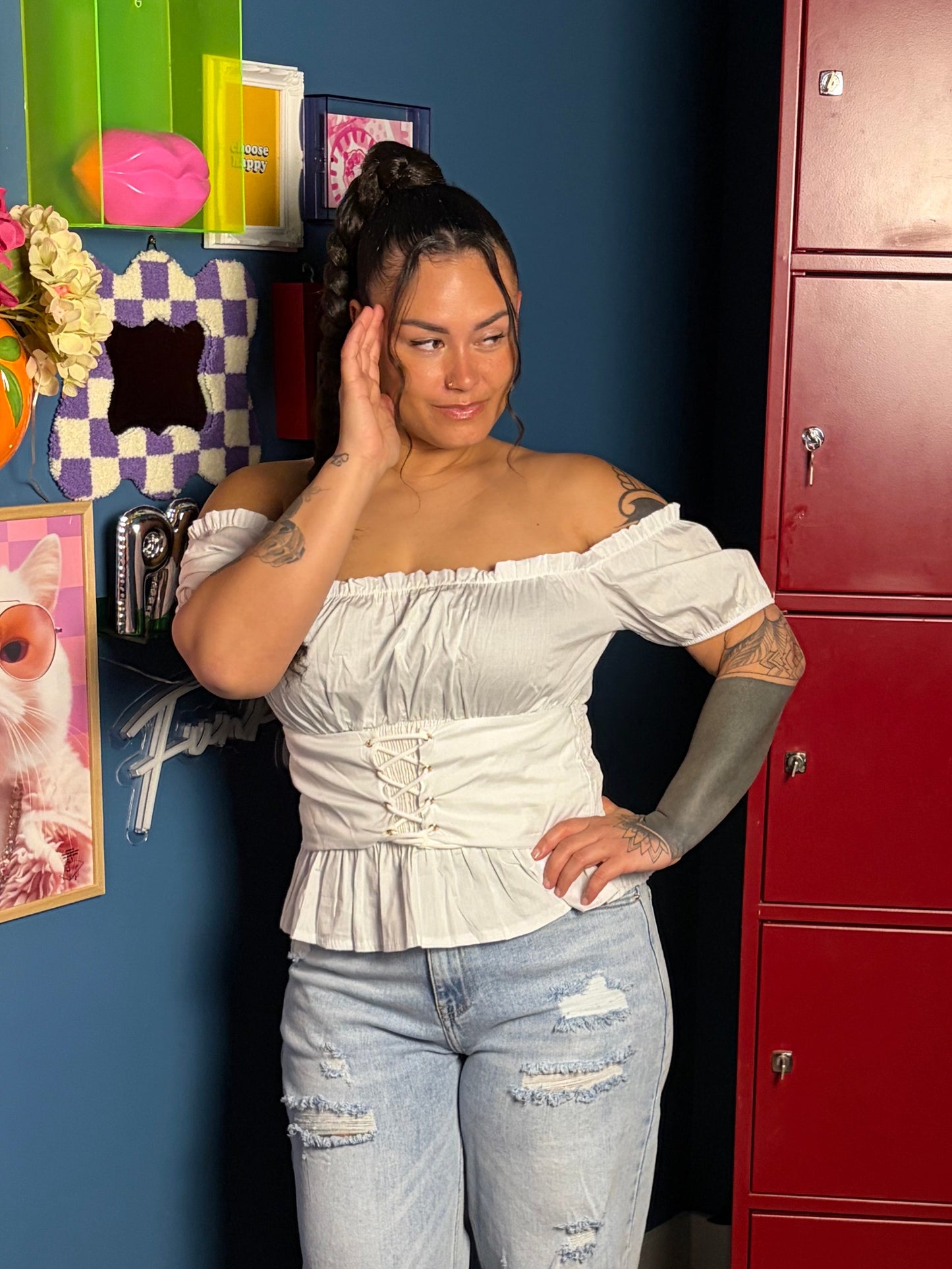 off shoulder corset top wit